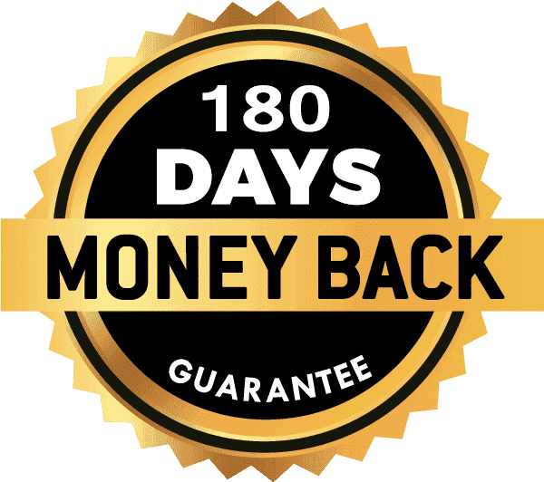 Glucostra 180-day risk-free money-back guarantee badge