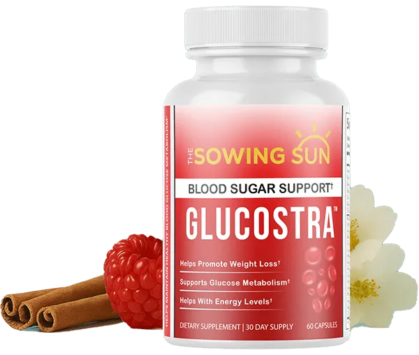 Glucostra supplement bottle for healthy blood sugar support